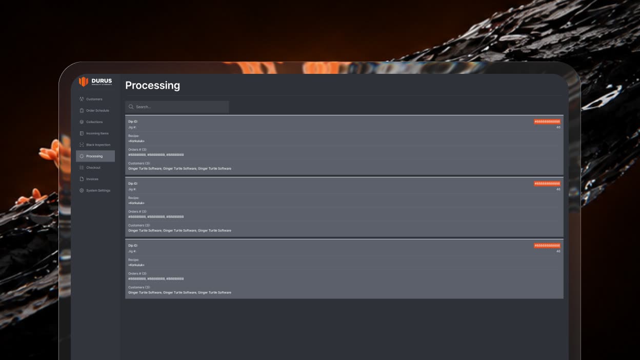 Legacy processing — one undifferentiated job list with no stages or jig status