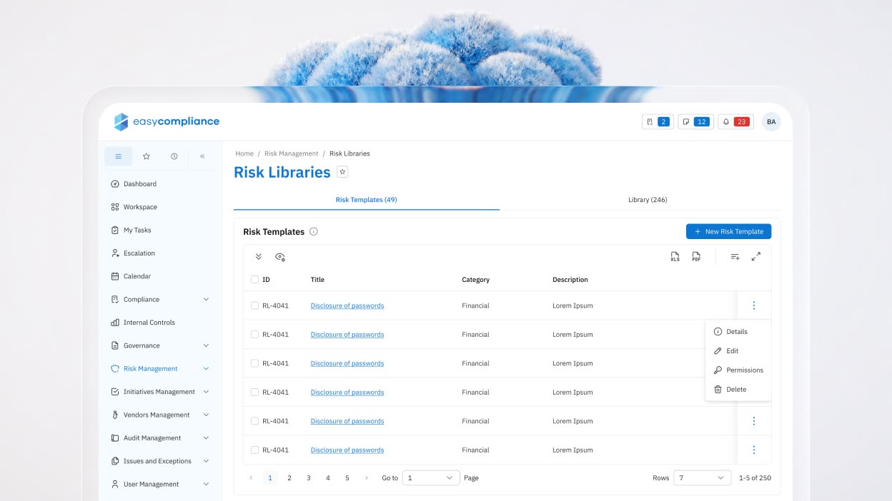 Risk Libraries — reusable risk templates that standardise language and scoring